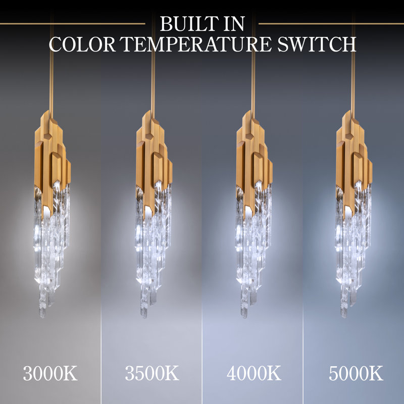 Organza 15 Light Crystal LED Pendant, Aged Brass