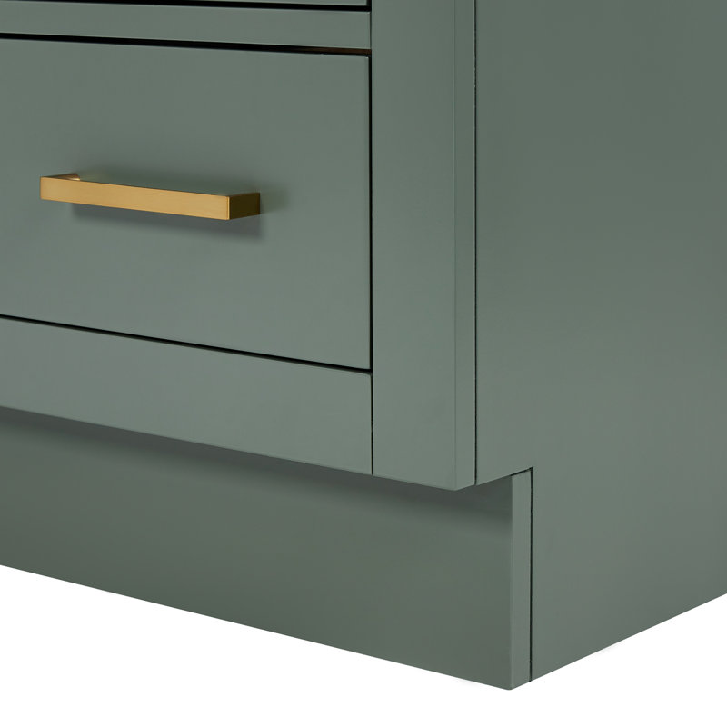 Osoria 42'' Solid Wood Single Bathroom Vanity Base Only, Left Offset Base Cabinet without Top, Vintage Green