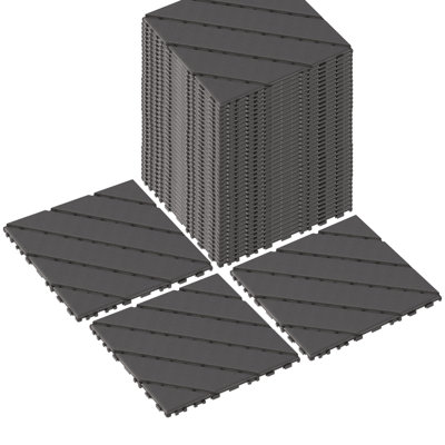 Carreaux de terrasse 12 po x 12 po en plastique gris à emboîtement toutes saisons (44 PCS)