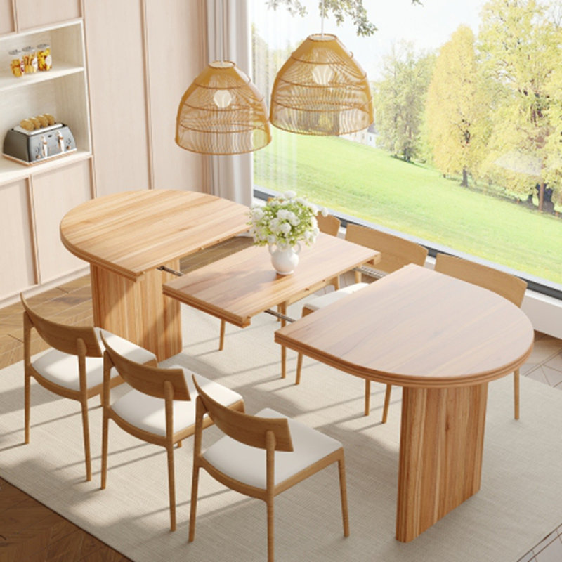 Table de salle à manger extensible de 55,12 po à 70,87 po, Noyer naturel