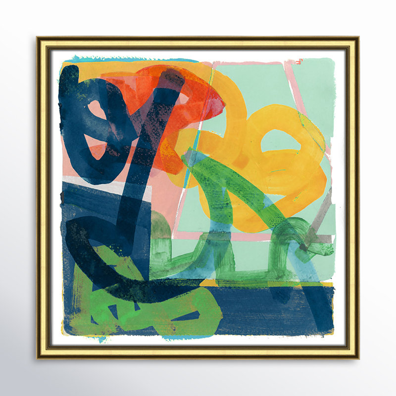 Dwyer "Link" Painting by Cartissi, Natural Framed, 27.5" H x 27.5" W x 0.75" D