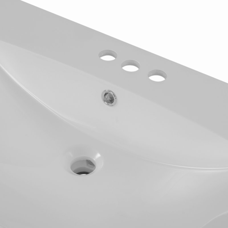 Plateau de meuble-lavabo simple avec lavabo, 3 trous de robinet, céramique