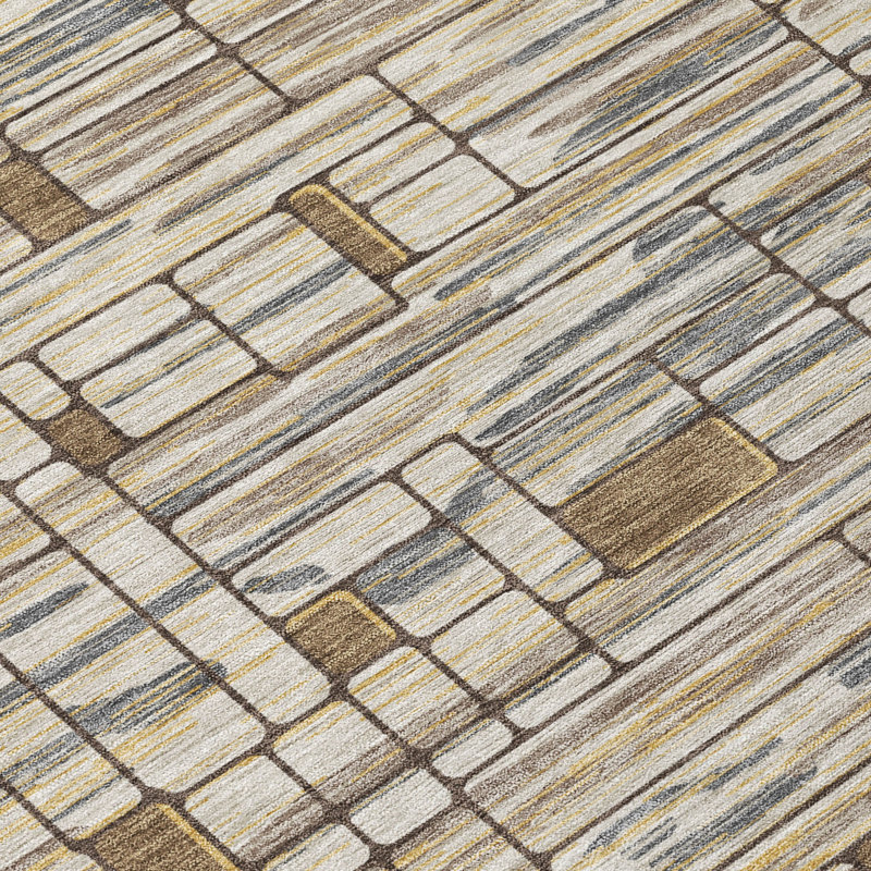 Tapis moderne lavable à la machine intérieur / extérieur ACN2988, Taupe, 10 pi x 14 pi