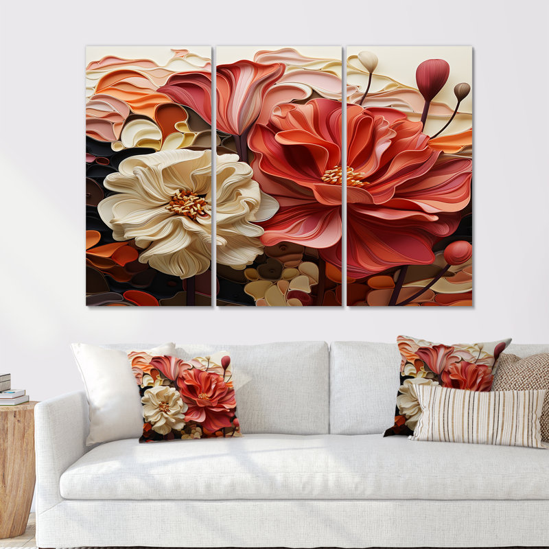 Ensemble de salon Lisette - Magnolias Wall Art, H 28 po x l 36 po x P 1 po, Toile tendue