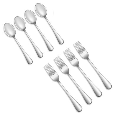 Ensemble de couverts en acier inoxydable de qualité alimentaire Didadi, ensemble de couverts pour 8 fourchettes et cuillères pour la maison, 4 fourchettes de table (8 pouces) et 4 cuillères à café (6,5 pouces), cuisine et restaurant, miroir poli, va au lave-vaisselle