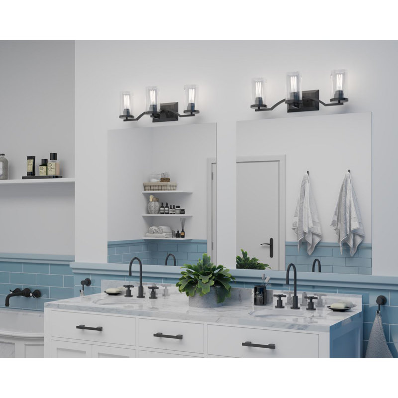 Éclairage pour salle de bain à 3 lumières à intensité variable Rumaysa, Noir