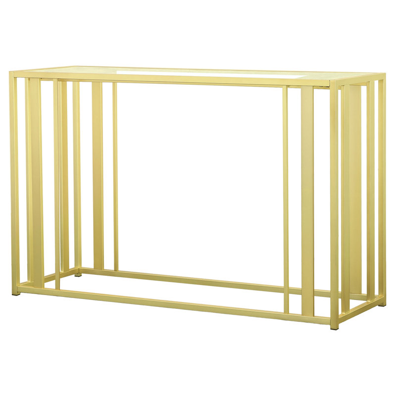 Phillps 47.25'' Glass Top Console Table, Matte Brass