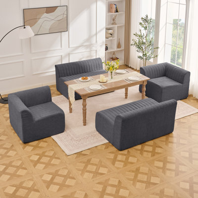 Ensemble de 4 canapés modulaires rembourrés en tissu 4 pièces