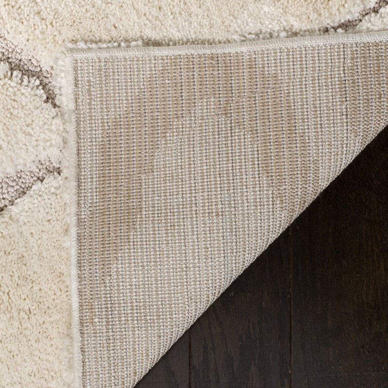 Ashburnham Olympia Shag Performance Geometric Rug, Round 6'7"