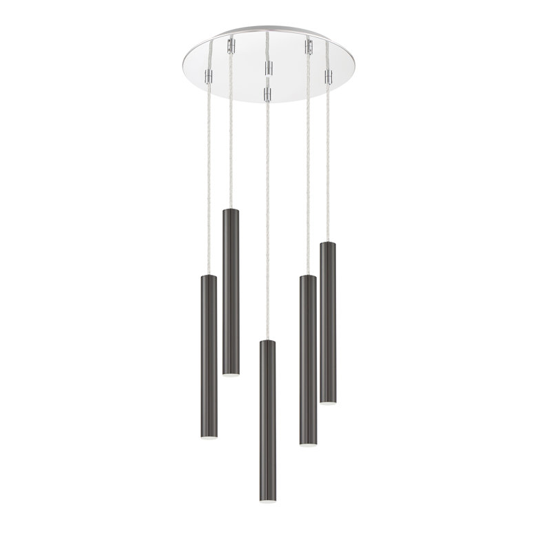 Bowning 5 - Light LED Cluster Pendant, Pearl Black
