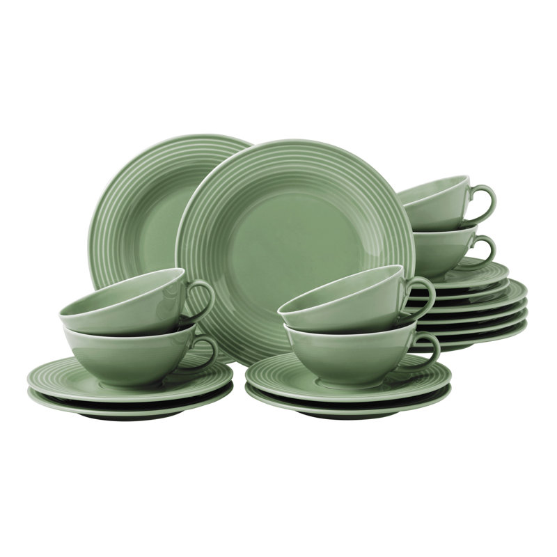 Beat Teacup & Saucer, Sage Green