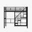 Lit mezzanine en métal avec escalier de rangement et petite armoire-696972851