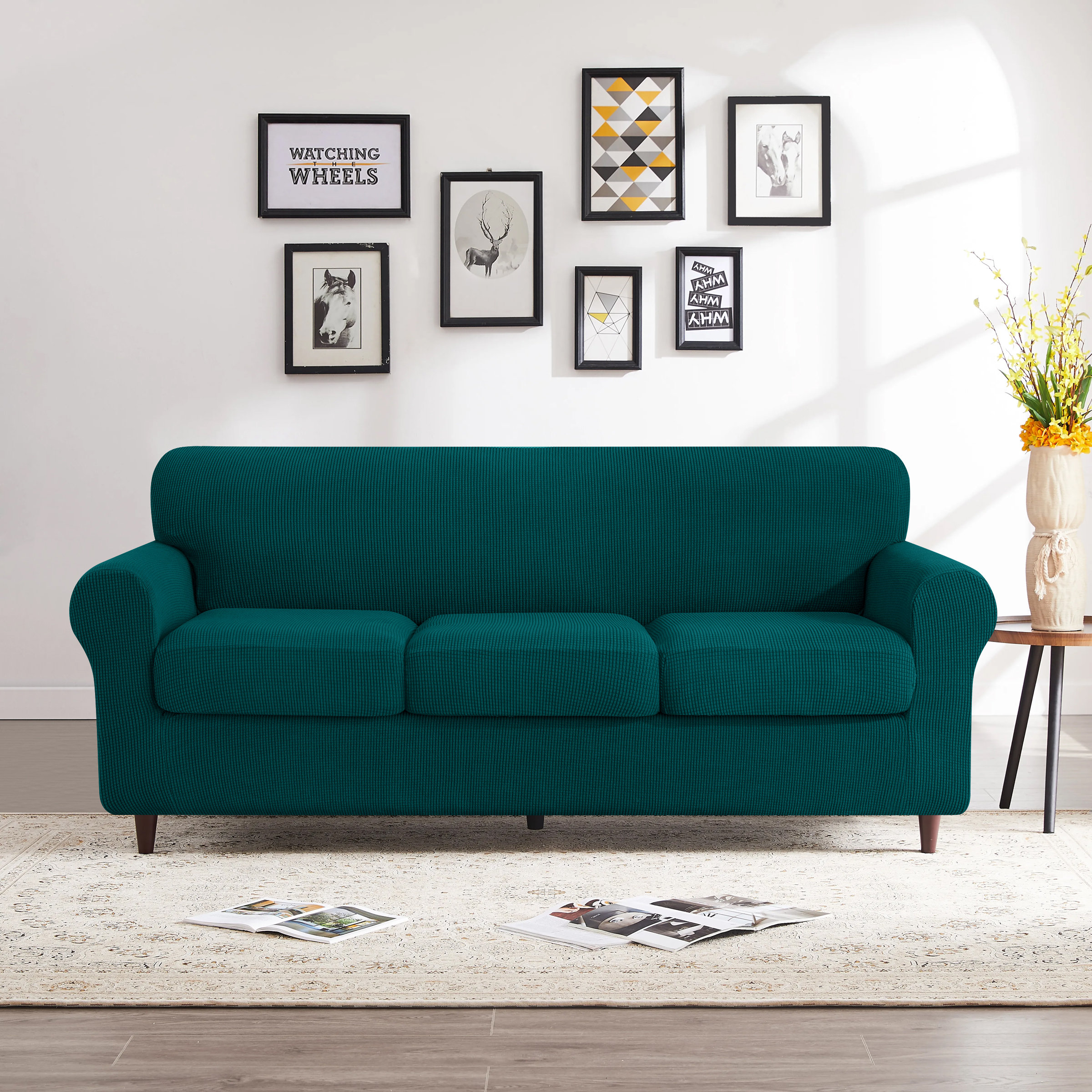 Subrtex 3-Piece Stretchy Textured Sofa Slipcover With Separate