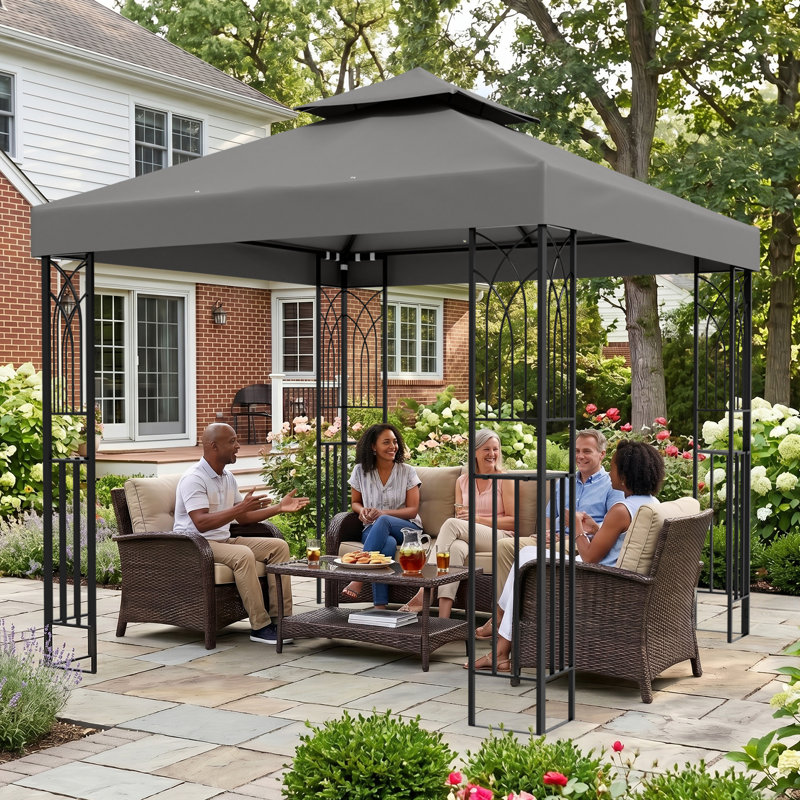 8 Ft. W x 8 Ft. D Steel Patio Gazebo, Gray