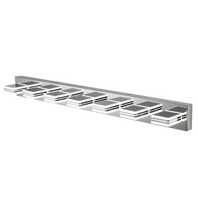 Applique murale moderne à DEL, 7 lampes, économie d'énergie de 80 %, articulation rotative, finition acrylique et acier inoxydable, pour salle de bain, 115 x 12 cm, 4,3 lumières, DEL de 36 W, écoénergétique, salle d'eau.