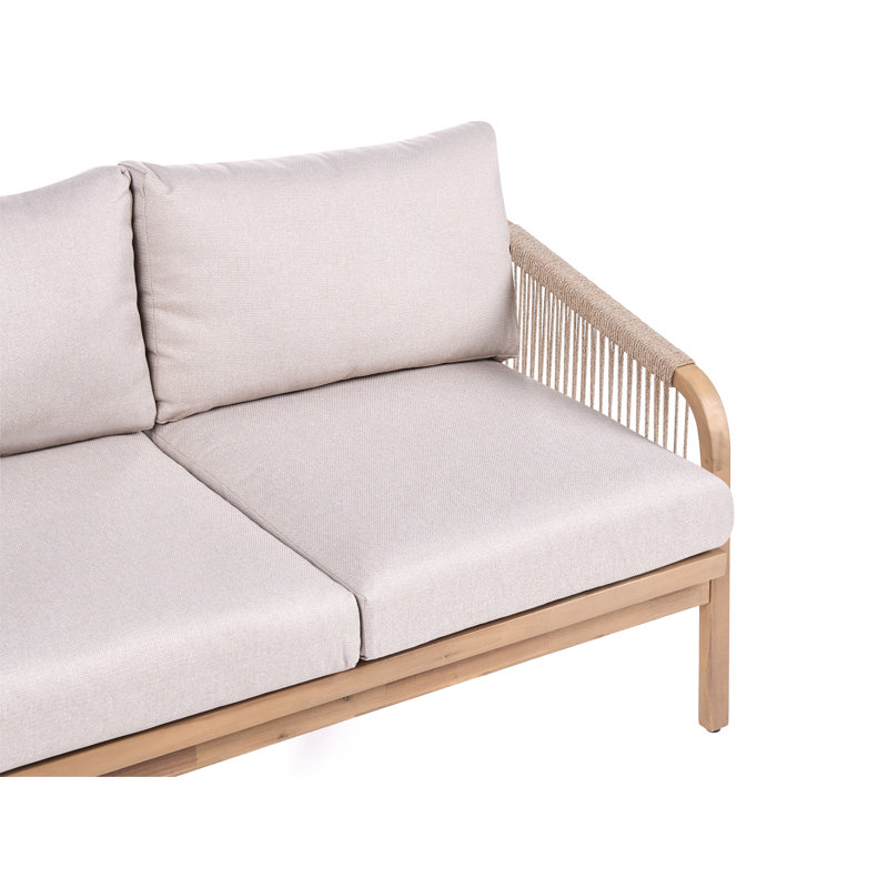 SUMBA 139 cm W Acacia Patio Sofa with Cushions