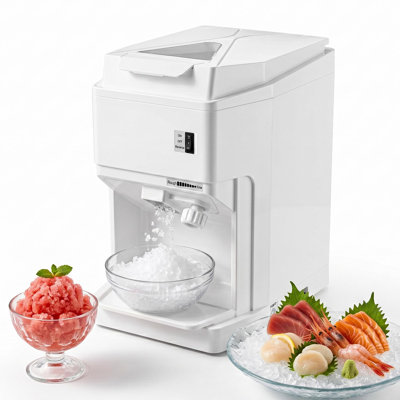 Broyeur à glace de table commercial, puissance de 300 lb / h, moteur 500 W 500 tr / min, trémie de grande capacité, texture de glace réglable, lame en acier inoxydable pour le casse-croûte, la fête et la maison