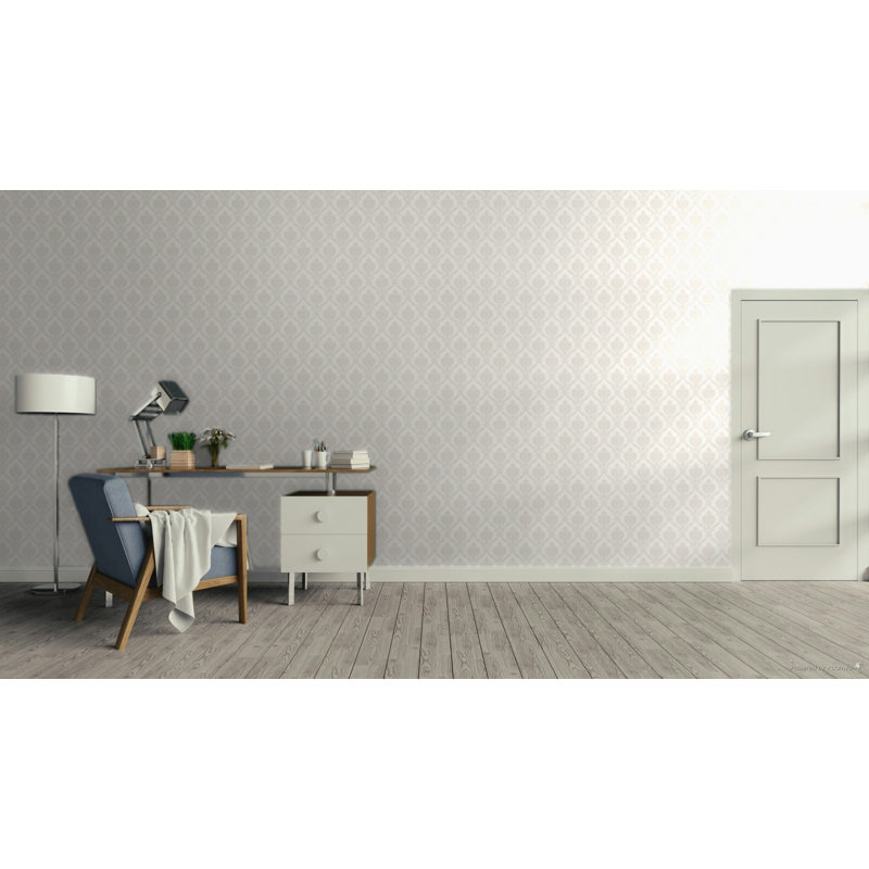 Italian Classics 4 Damask 3D Embossed Wallpaper Roll, White