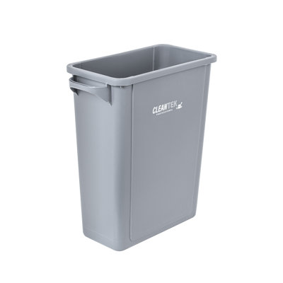 Restaurantware-Clean Tek Professional 15 Gallon Trash Can, 1 Slim Rectangle Waste Basket - With Handles, Space Saving, Gray Plastic Garbage Bin, For Commercial Space, Office, Store, Cafe, And More