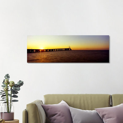Bridge At Sunrise, Sunshine Skyway Bridge, TamPA Bay, St. Petersburg, Pinellas County, Florida, USA by Panoramic Images - Wrapped Canvas Panoramic Print