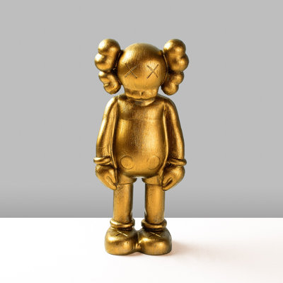 Hand-Painted Decorative Object, Gold Finish, 4.7 x 10.2 x 3.1 inches | 100% Polyester Material | Unique Home Accent with Elegant Design, Ideal for Living Room, Office, or Gallery Display, Color Variations May Occur