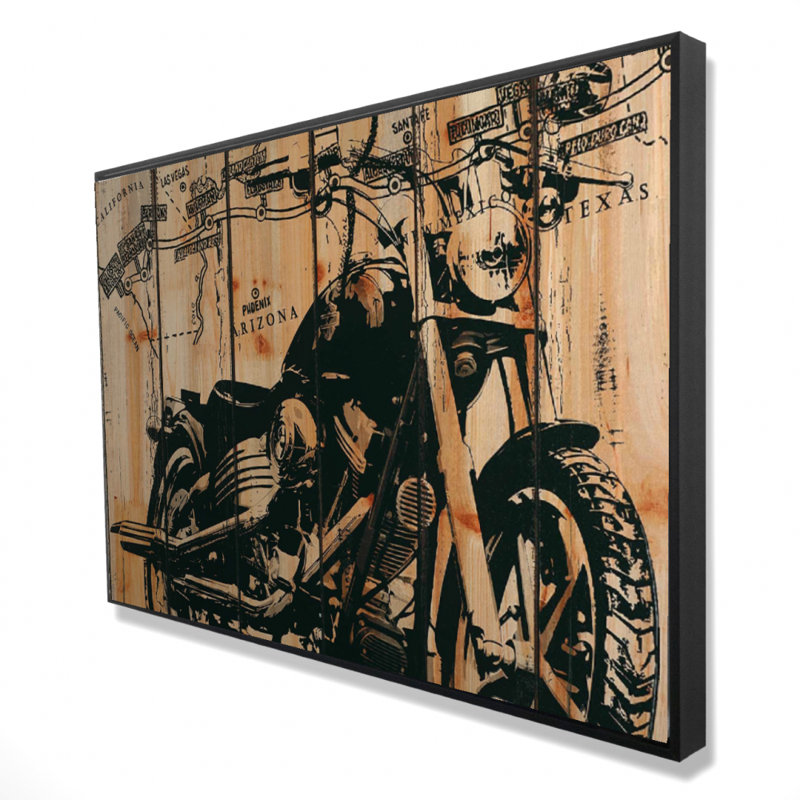 " Motorcycle On Wood Background "
