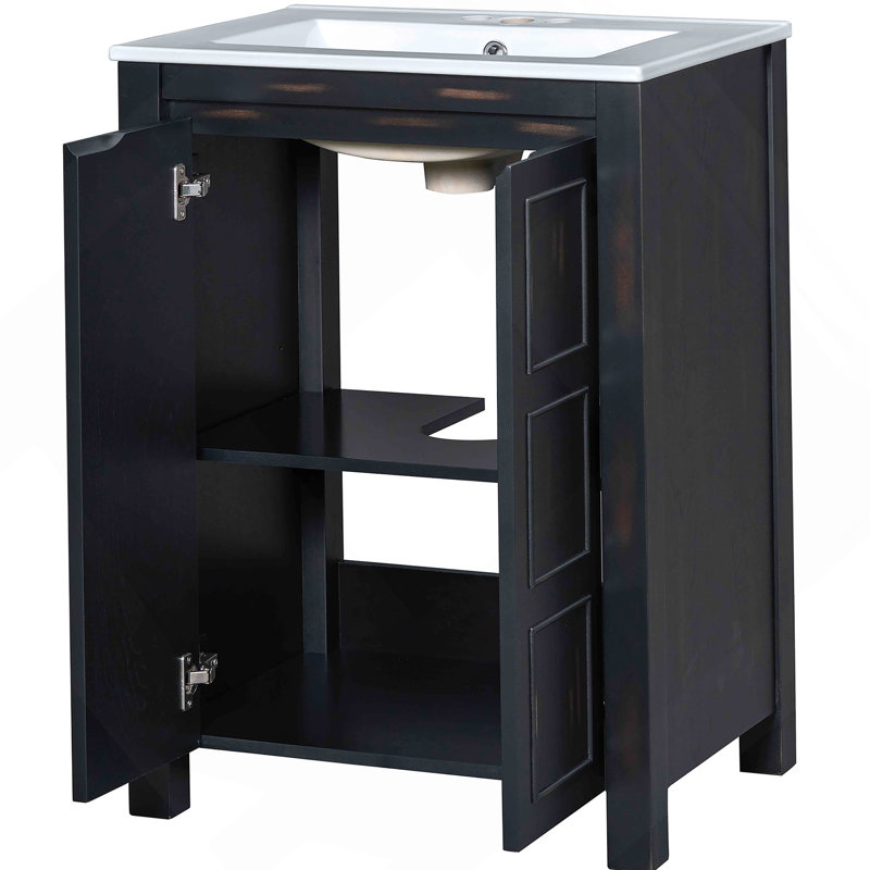 Petit meuble-lavabo 24 "avec lavabo en céramique