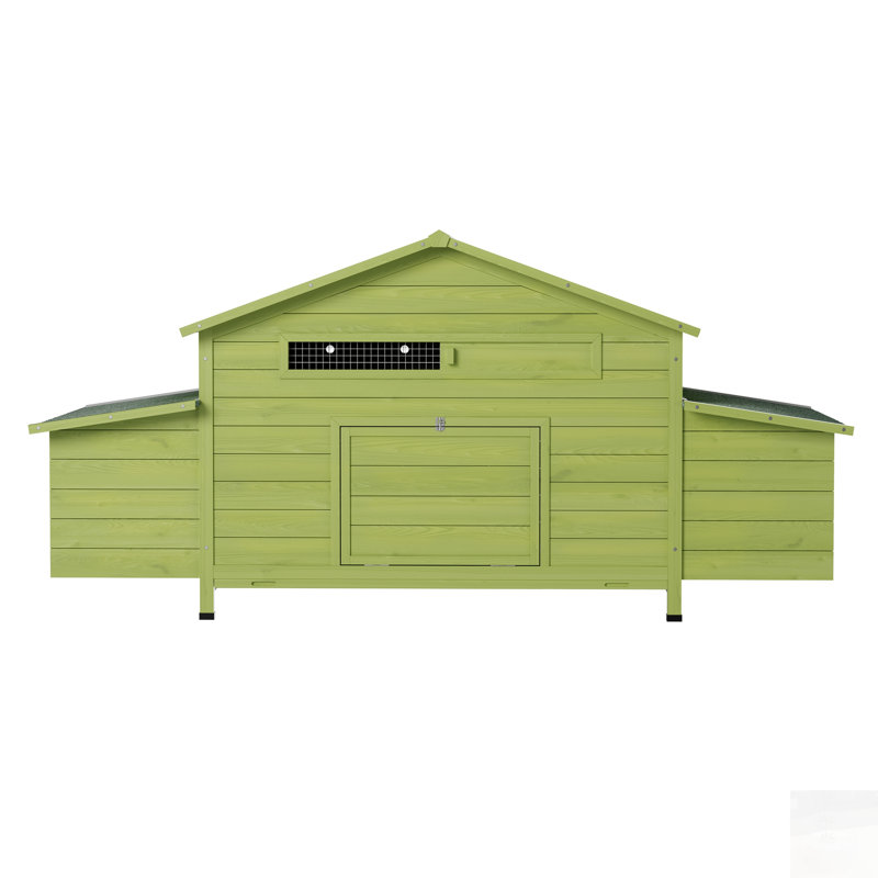Grand poulailler en bois avec 2 nichoirs, toit imperméable, verrous sécurisés et conception ventilée pour un poulailler confortable