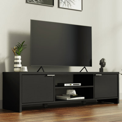 TV Stand with Cabinet Storage and Open Shelves