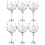 Gin Tonic Glass - Wine Glass - Cocktail - Coupe - Goblet Glass - Set of 6 Crystal Glasses - Glass - Beautifully Designed Balloon Goblets - Each Glass is 18 oz. - by Barski