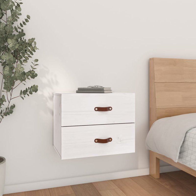 Kareema 50cm W Solid Wood Bedside Table, White