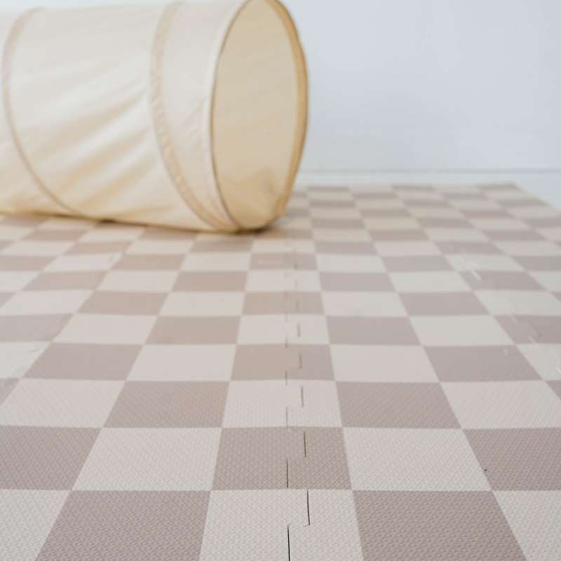 Tapis pour bébé et enfants en mousse EVA, Damier beige