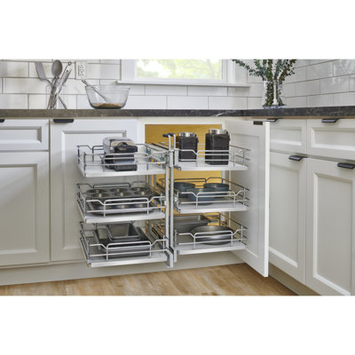 Gray Three-Tier Elite Optimizer w/ Soft-Close for 18" Blind Corner Cabinet Openings