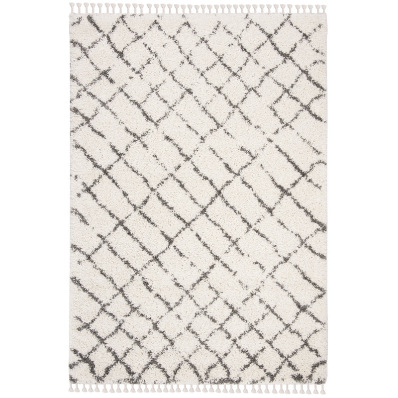 ImraanMoroccan Fringe Shag Performance Geometric Rug, Rectangle 4' x 6'