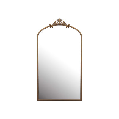 Wall Mirror 43x24 Inch Vintage Ornate Arched Floor Mirror Metal Framed Mirror Dressing Mirror, for Entryway, Living Room, Bedroom,  Antique Bronze