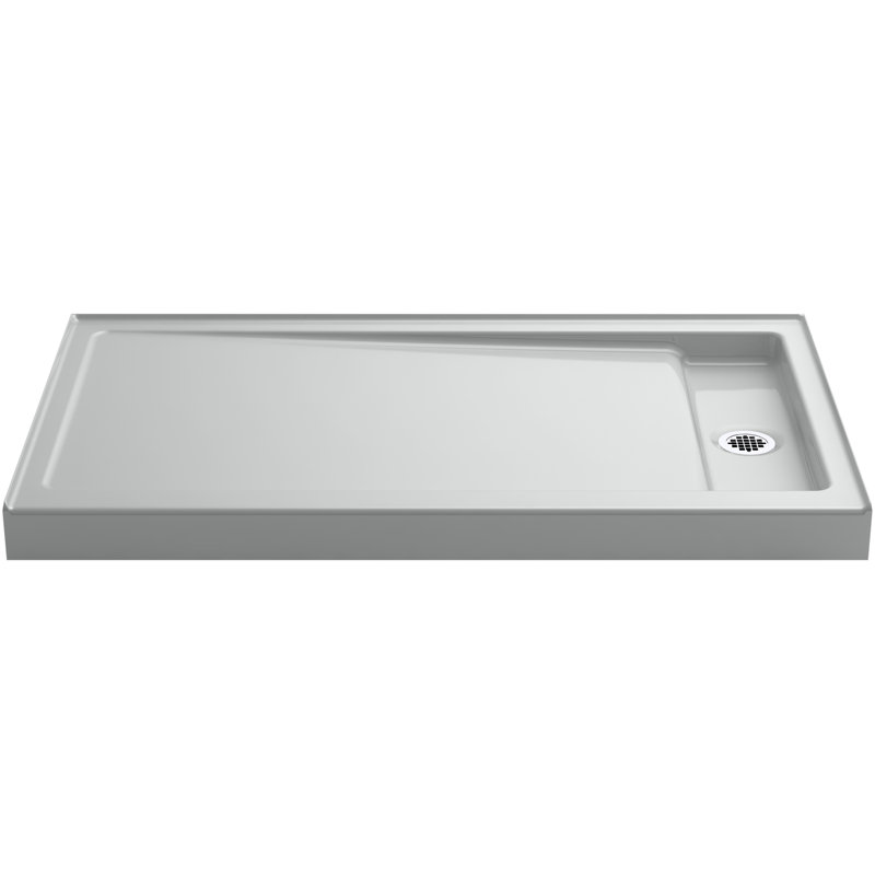 Bellwether 60" x 34" Single-Threshold Shower Base, Ice Gray, Right Center