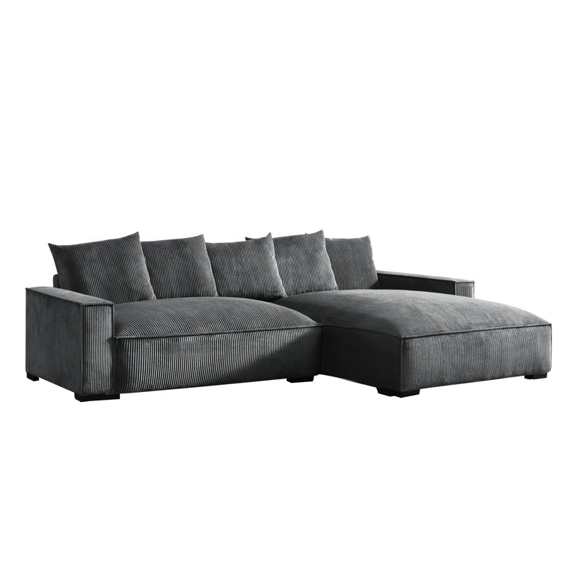 Oversized sectional, Right Hand Facing, Gray Corduroy