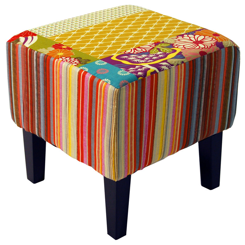 Patchwork Solid Wood Accent Stool