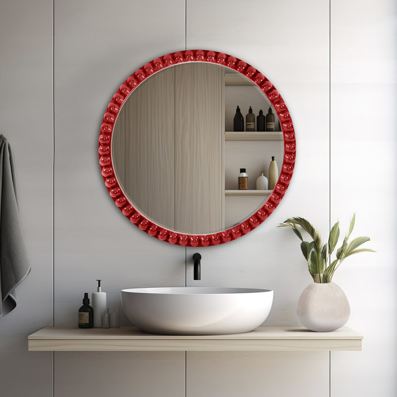 Darlene Round Mirror, Red