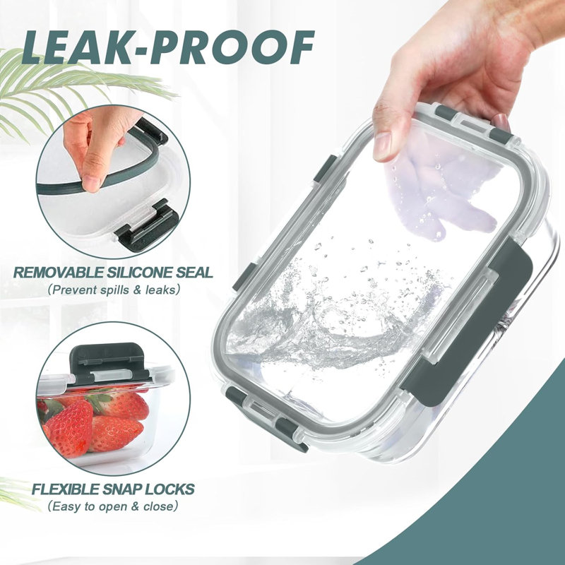 30 Oz 5 Pack Glass Meal Prep Containers Glass Storage Containers With Lids Dishwahser Microwave Oven And Freezer Safe