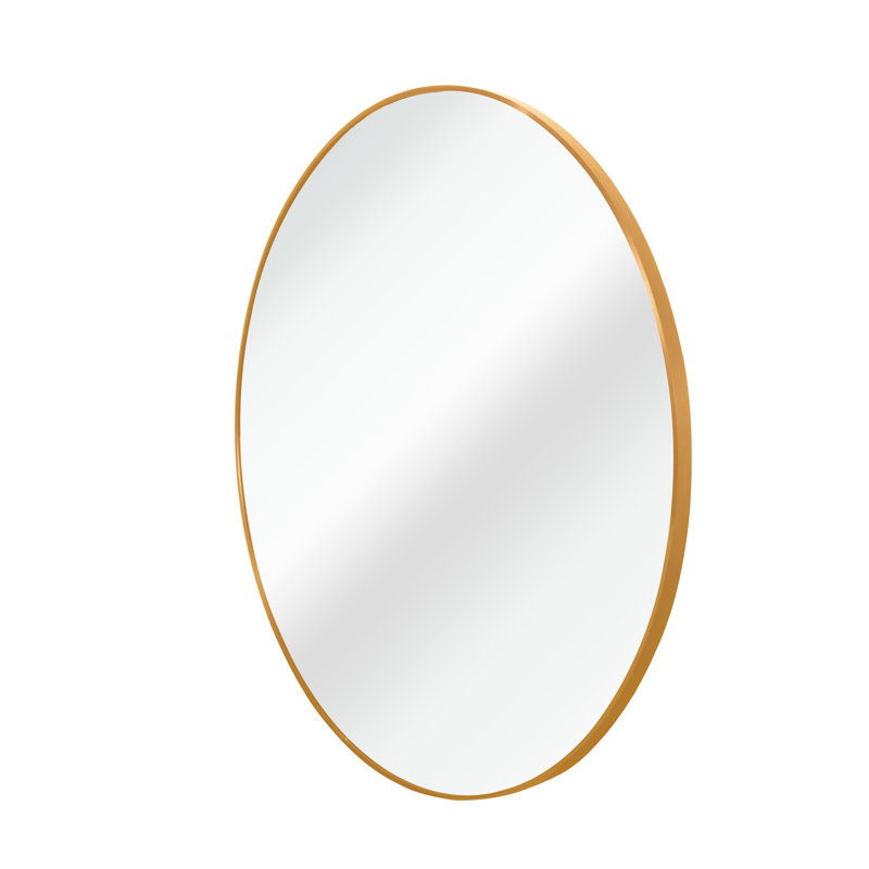 Akeela Aluminium Alloy Round Wall Bathroom Mirror, 39" x 39", Gold