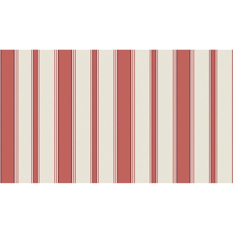 Cambridge Striped Wallpaper Roll, Red/Sand