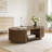 47" Fluted Oval Rubber Solid Wood Coffee Table with 1 shelf & 2 Open Storage Doors-1176153514