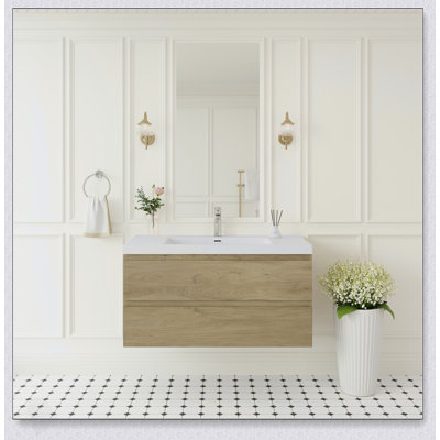 Meuble-lavabo flottant de 42 pouces avec lavabo, rangement mural moderne pour salles de bain sans encombrement