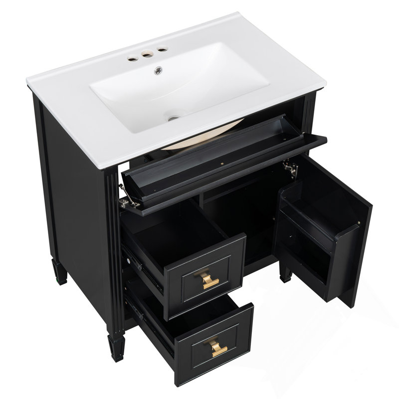 Meuble-lavabo 30 po avec lavabo, Noir