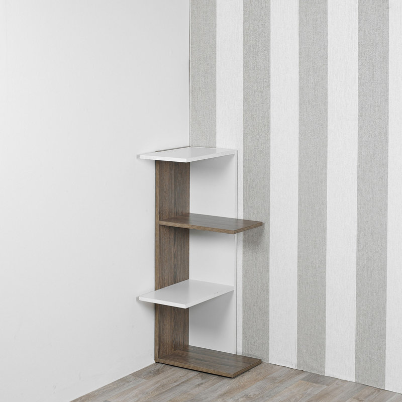Tarver 85cm H x 37cm W Corner Bookcase, White+Oak