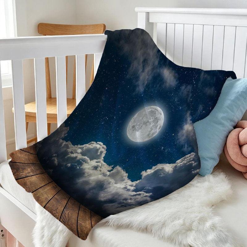 Jeté en molleton bleu ultra doux en flanelle, ciel étoilé et étoiles, Throw 30" x 40"