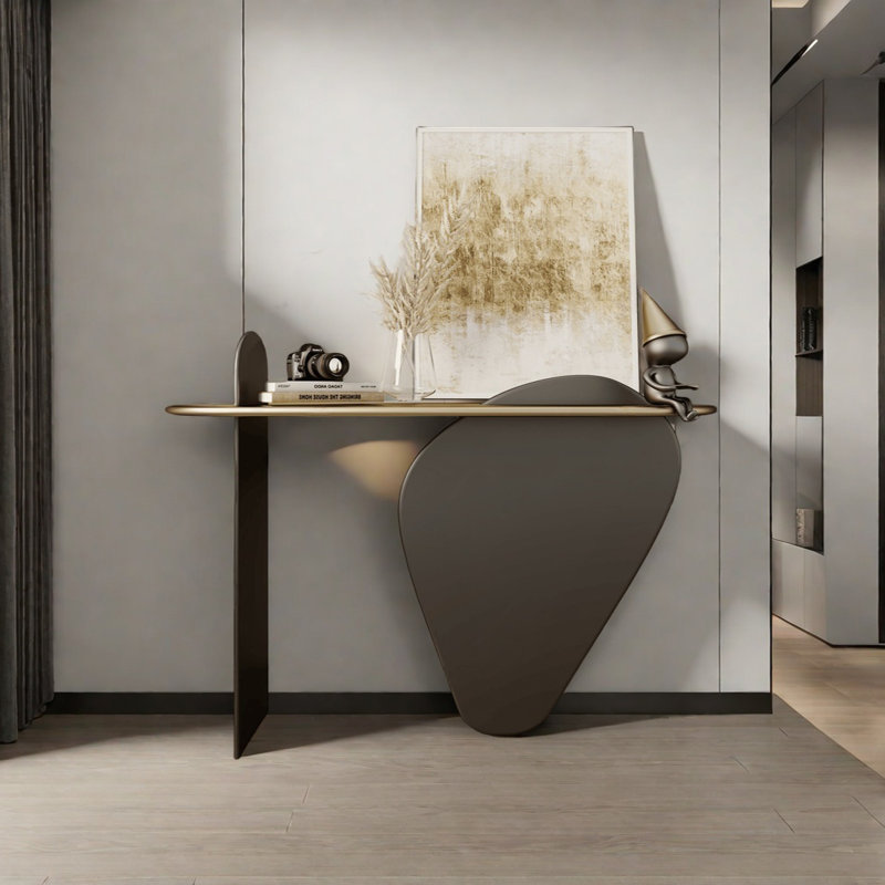 Console Modern Luxury Art, Brun, H 33,46 po x l 55,12 po x P 13,78 po, Gris