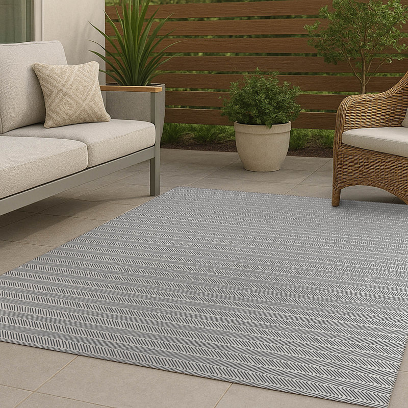 Tapis d'extérieur à chevrons antidérapant à rayures, Rectangulaire 8 pi x 10 pi