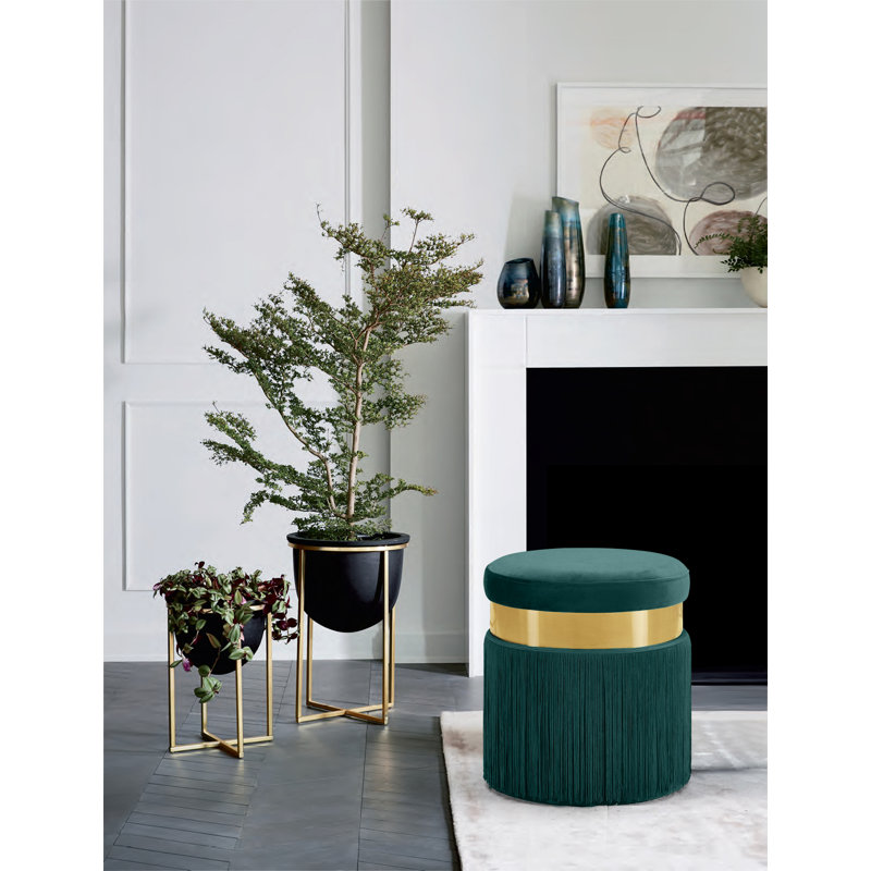 Repose-pieds standard en velours de 15,5 po de largeur Yasmine, Velours vert